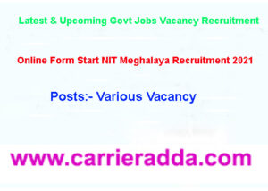 NIT Meghalaya Recruitment 
