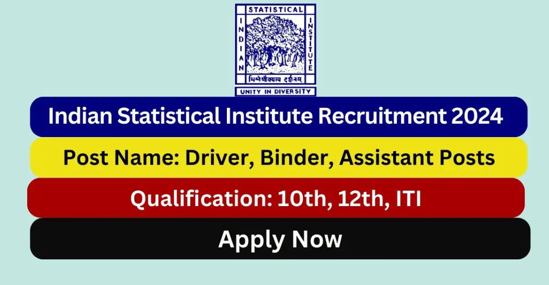 Indian Statistical Institute (ISI) Driver A, Binder A & Assistant Vacancy